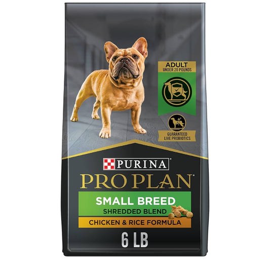 Purina Pro Plan Small Breed Dog Food With Probiotics for Dogs, Shredded Blend Chicken & Rice Formula - 6 lb. Bag