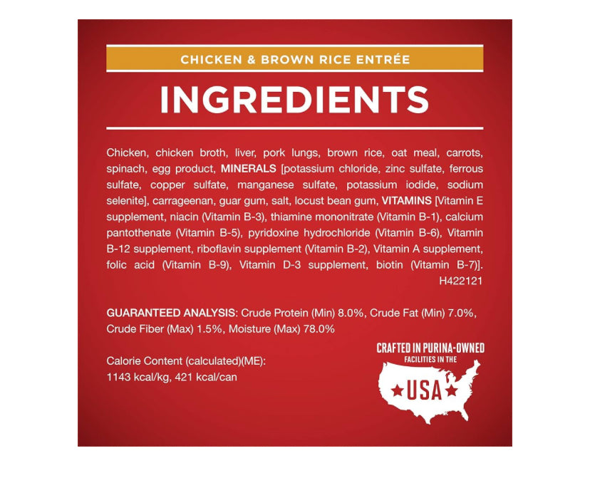 Purina ONE Classic Ground Chicken and Brown Rice, and Beef and Brown Rice Entrees Wet Dog Food Variety Pack - (Pack of 6) 13 oz. Cans