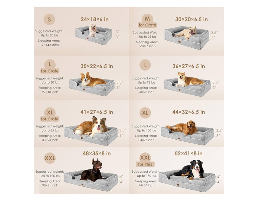 Our orthopedic dog sofa is designed to give your pet unparalleled support for a deep, dreamy sleep. High-density egg-crate foam helps distribute weight evenly and provides the perfect amount of pressure relief and joint support.
Enhanc