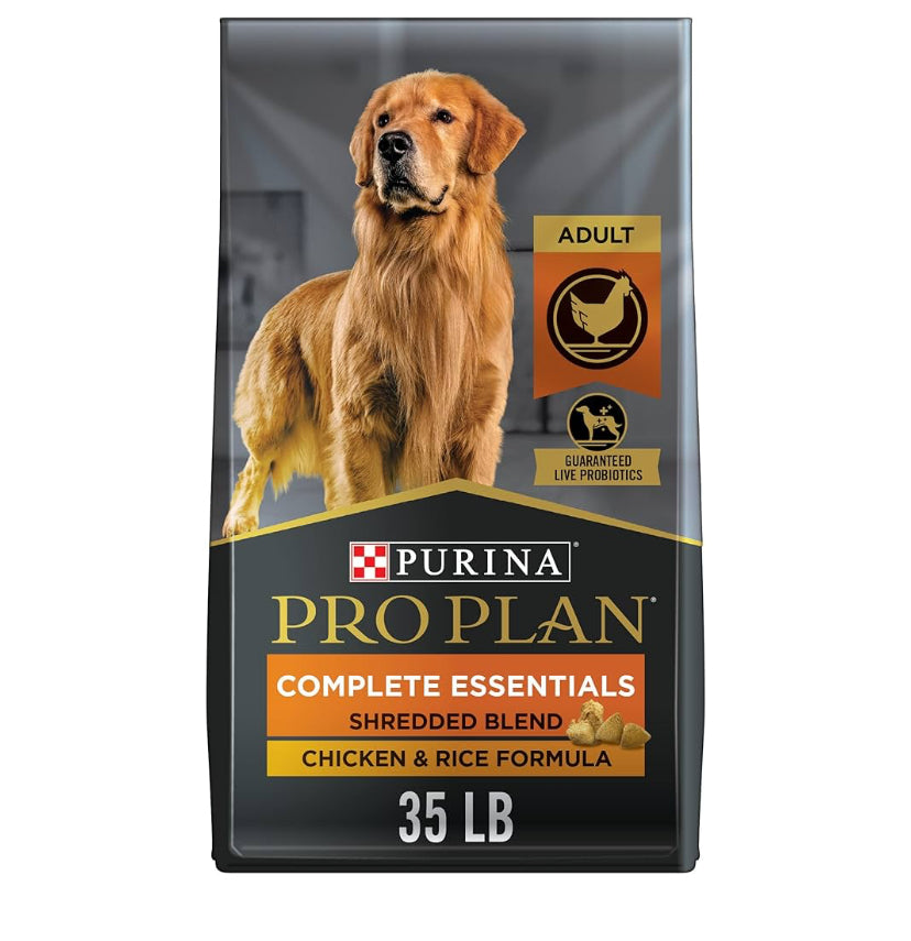 Purina Pro Plan Complete Essentials Shredded Blend Chicken and Rice Dog Food Dry Formula with Probiotics for Dogs - 35 lb. Bag