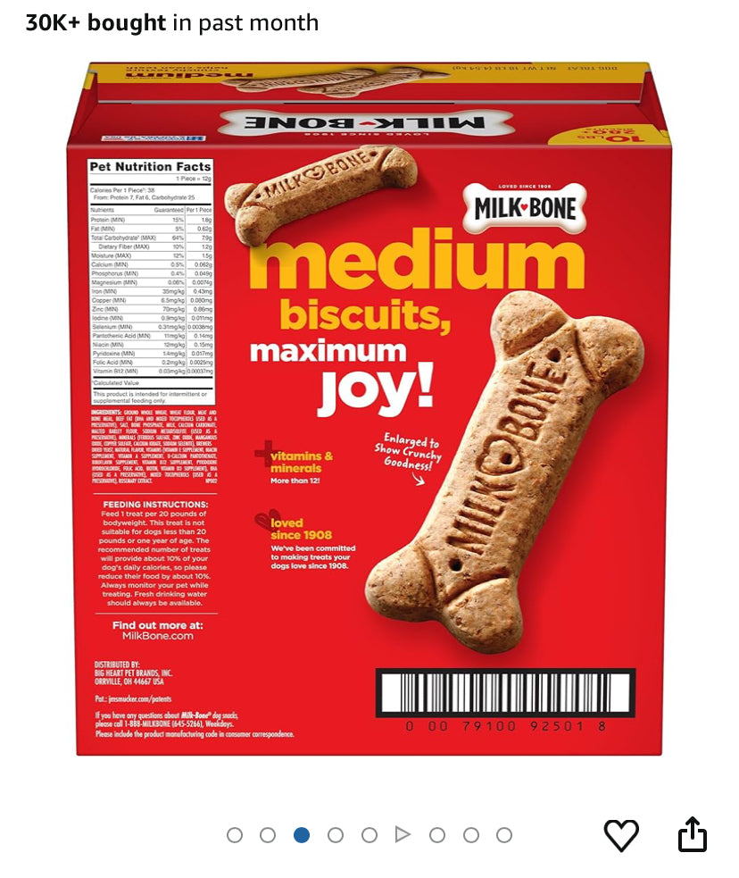 Milk-Bone Original Biscuits, Medium Dog Treats, 10 Pound Box