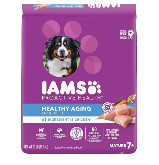 IAMS Proactive Health Healthy Aging Large Breed Adult Dry Dog Food for Mature and Senior Dogs with Real Chicken, 30 lb. Bag