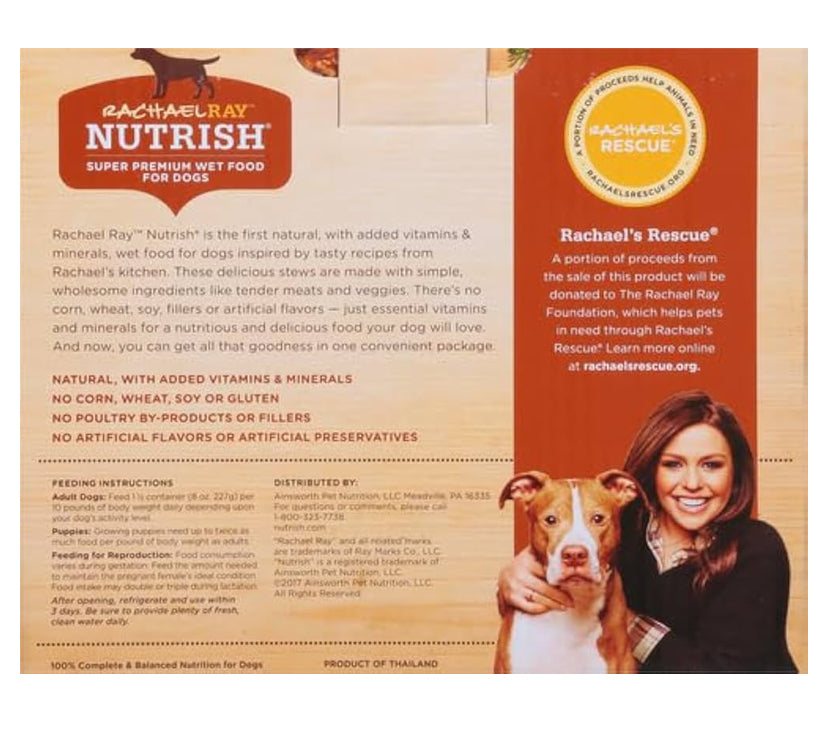 Rachael Ray Nutrish Natural Premium Wet Dog Food, Savory Favorites Variety Pack, 8 Ounce Tub