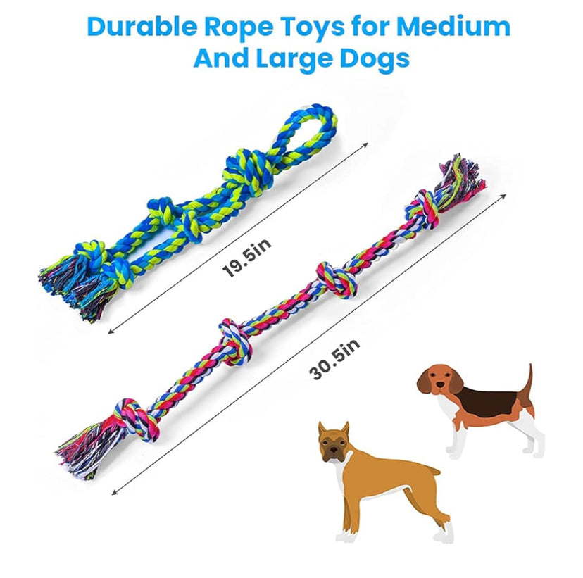 Feeko Dog Rope Toys for Large and Medium Aggressive Chewers, 2 Pack Heavy Duty Dog Rope Toy for Large Breed, Indestructible Dog Chew Toys, Tug of War Dog Toy, 100% Cotton Teeth Cleaning