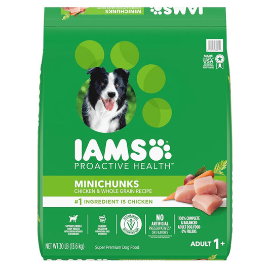 IAMS Proactive Health Minichunks Adult Dry Dog Food with Real Chicken, 30 lb. Bag